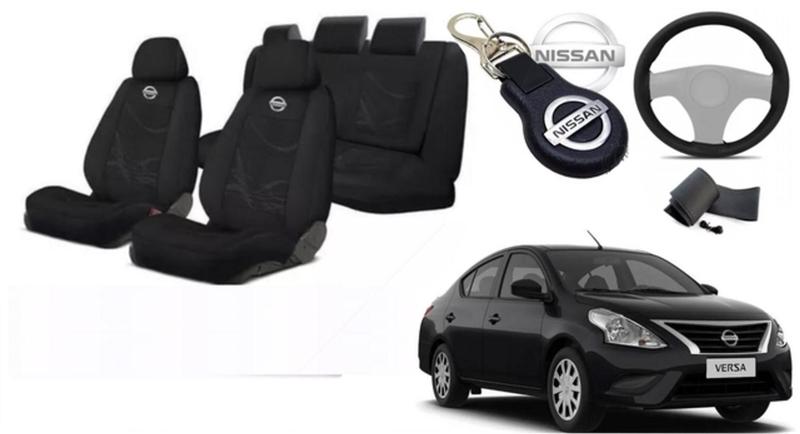 Imagem de Conjunto Capas Luxo Versa 11-19 + Volante + Chaveiro