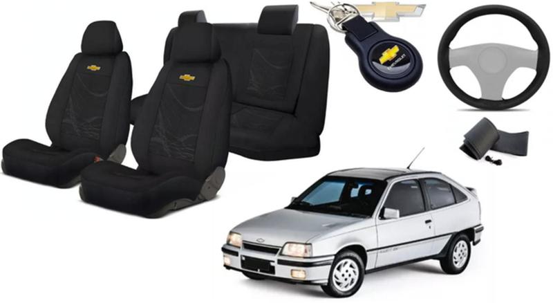 Imagem de Conjunto Capas Tecido Elegantes Kadett 1989+1999 + Volante + Chaveiro GM