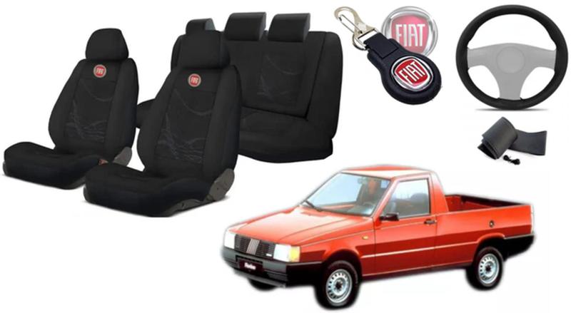 Imagem de Conjunto Capas Tecido Fiorino '77-'96 + Volante + Chaveiro - Estilo e Durabilidade