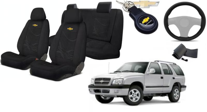 Imagem de Conjunto Capas Tecido Inovadoras Blazer 1995-2011 + Volante + Chaveiro GM