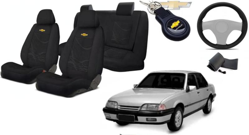Imagem de Conjunto Capas Tecido Premium Monza 1991 a 1996 + Volante + Chaveiro GM