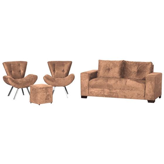 Imagem de Conjunto Capri Sofa 3 Lugares 2 Poltronas Riad e Puff Finezzi