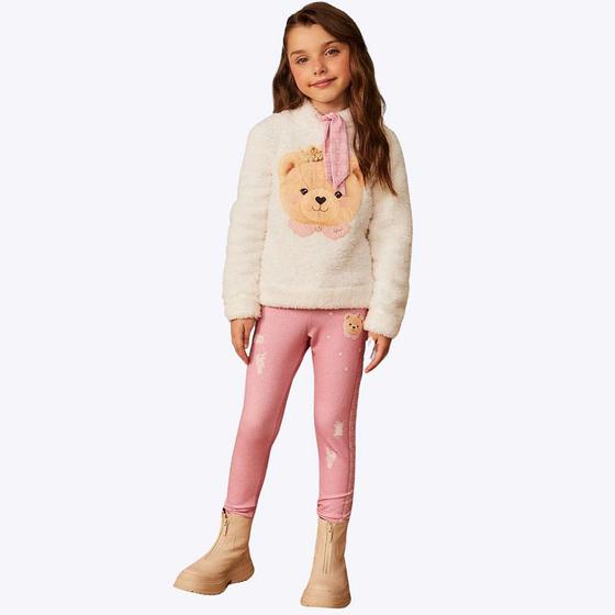 Imagem de Conjunto Casaco Peluciado e Legging em Termoskin Estampa Urso Infantil Feminino Infanti 72097