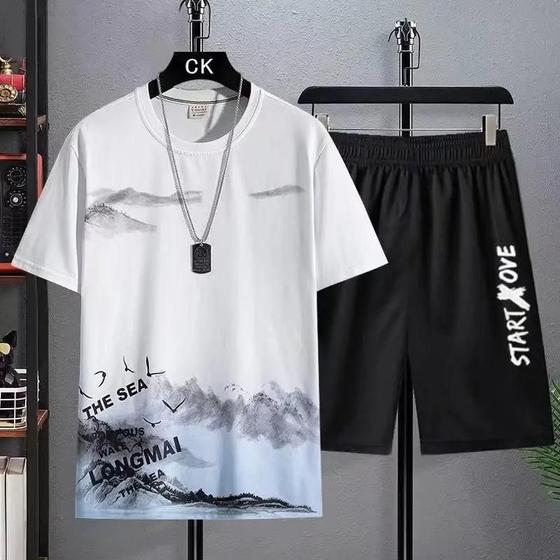 Imagem de Conjunto Casual Masculino 2 Peças Verão - Camiseta e Agasalho para Ginástica