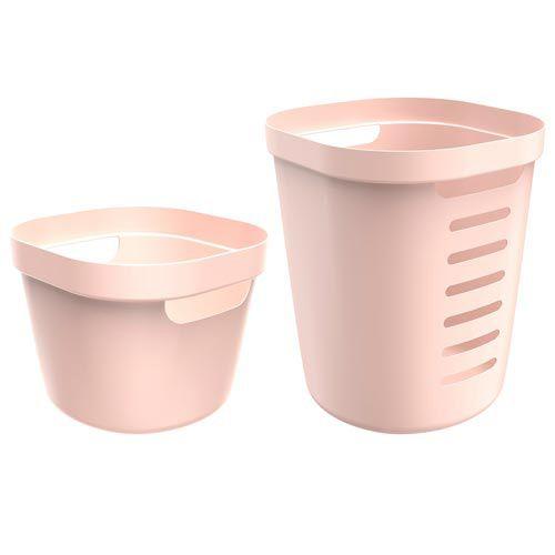 Imagem de Conjunto Cesto para Roupas Cube Flex com 02 Peças Rosa Nude - OU