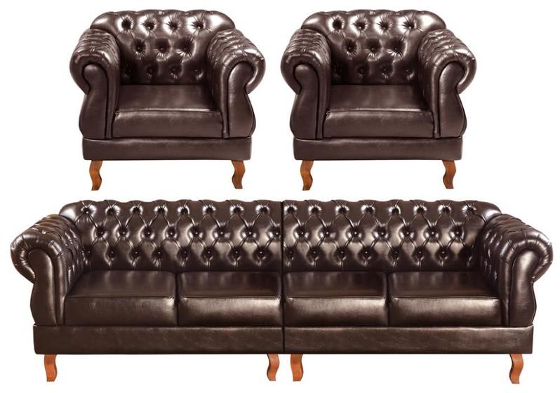 Imagem de Conjunto Chesterfield Duquesa Sofá 4 Lugares + 2 Poltronas Retrô Vintage