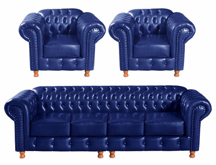 Imagem de Conjunto Chesterfield Sofá Luis XV 4 Lugares + 2 Poltronas Colonial Vintage