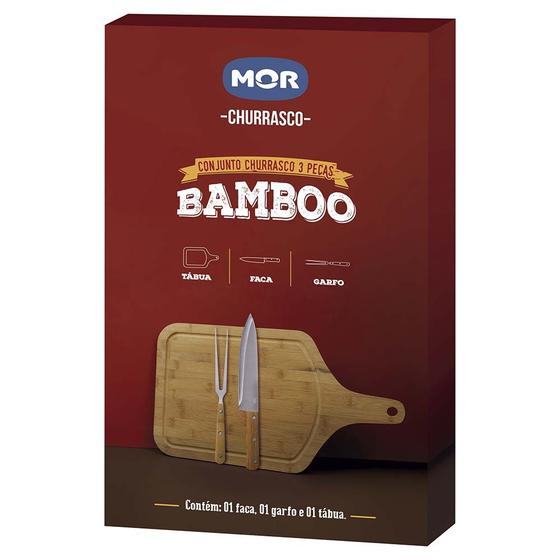 Imagem de Conjunto Churrasco Bamboo 3 Peças Tabua 30cmX50cm com Alça 003360 MOR