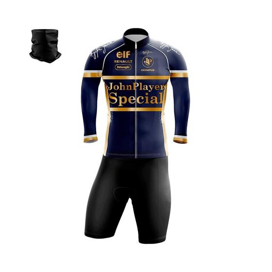 Imagem de Conjunto Ciclismo Bermuda e Camisa Manga Longa GPX Sports Senna Azul Zíper Full