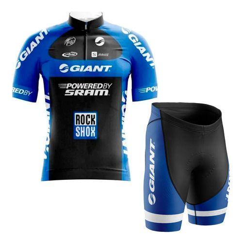 Imagem de Conjunto Ciclismo Camisa Manga Curta e Bermuda Giant Esportiva Bike Uv Mtb