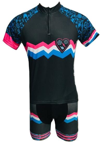 Imagem de Conjunto Ciclismo Feminino Bermuda e Camisa Coração Biker