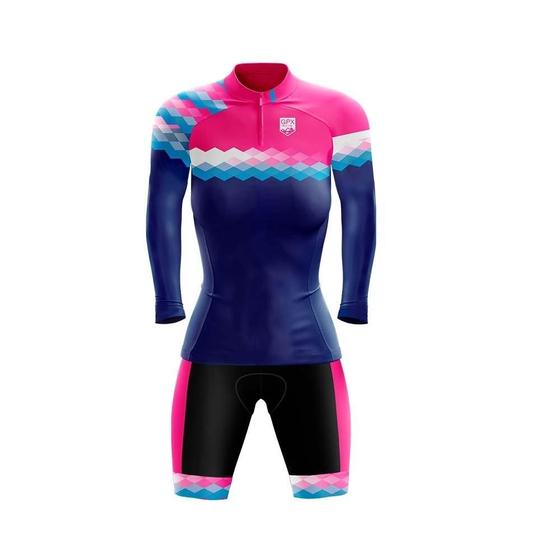 Imagem de Conjunto Ciclismo Feminino Bermuda e Camisa Manga Longa GPX Step