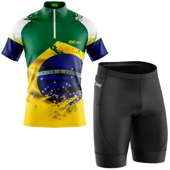 Imagem de Conjunto Ciclismo Masculino Camisa e Bermuda Forro de Espuma