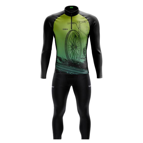 Imagem de Conjunto Ciclismo Masculino Inverno - Camisa Manga Longa + Calça de Gel