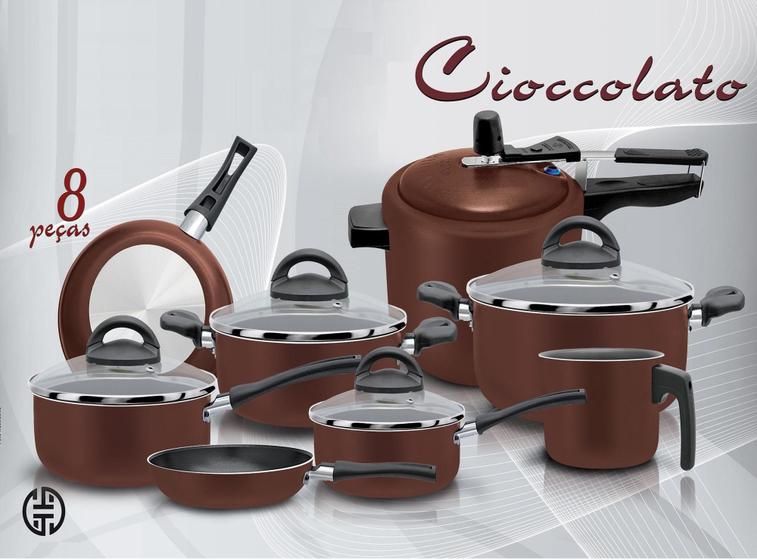 Imagem de Conjunto cioccolato 08 peças teflon com panela de pressão - Marpal