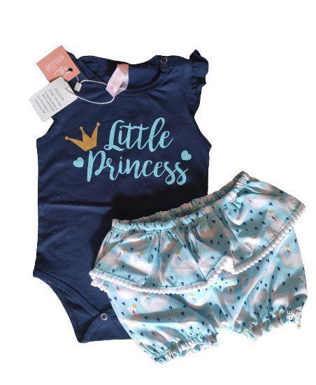 Imagem de Conjunto cisne bebê de body e shorts verâo - roupa infantil