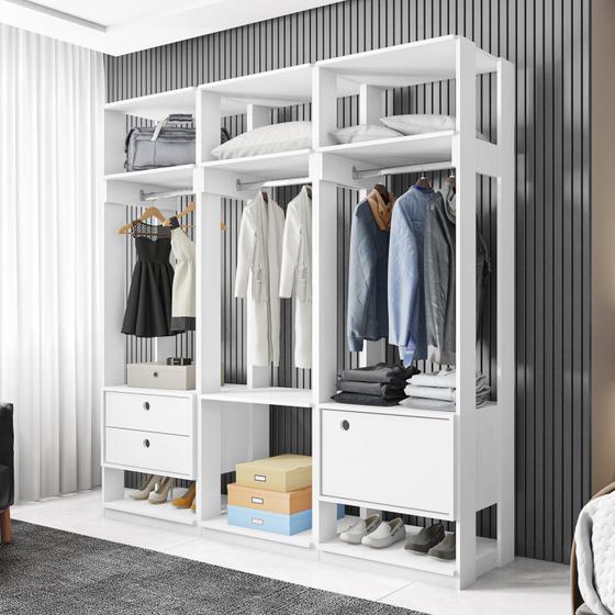 Imagem de Conjunto Closet Modulado com 3 Cabideiros 1 Porta 2 Gavetas Titan Espresso Móveis