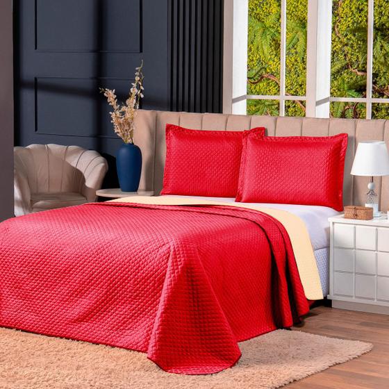 Imagem de Conjunto Cobre Leito Casal Queen 3 Peças Dupla Face Matelado Toque Macio