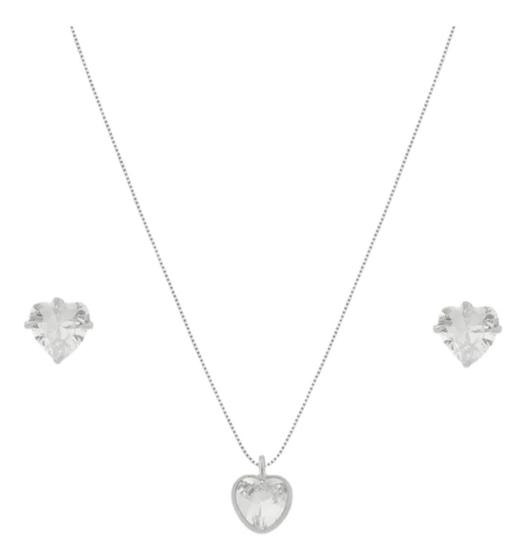 Imagem de Conjunto Colar Brincos Pingente Prata925 Zirconia Brilhantes