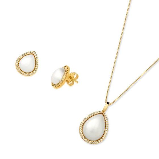 Imagem de Conjunto Colar e Brinco com Pérolas 