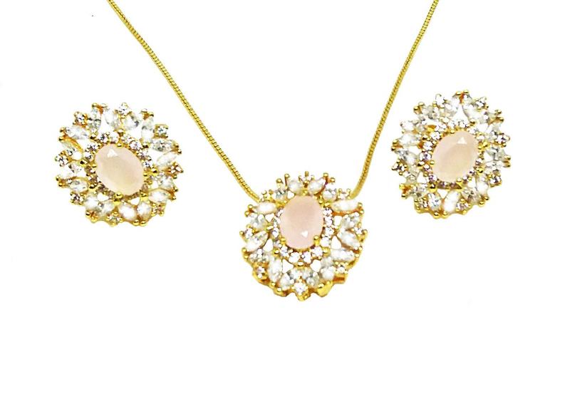 Imagem de Conjunto Colar e Brincos Folheados a Ouro 18k com Zirconia