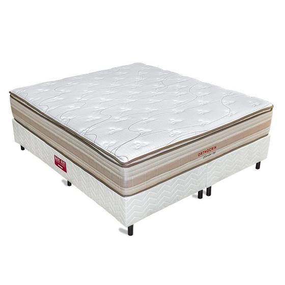 Imagem de Conjunto colchão cama box fit branco queen 158x198x69 splendor top orthocrin espuma certificada
