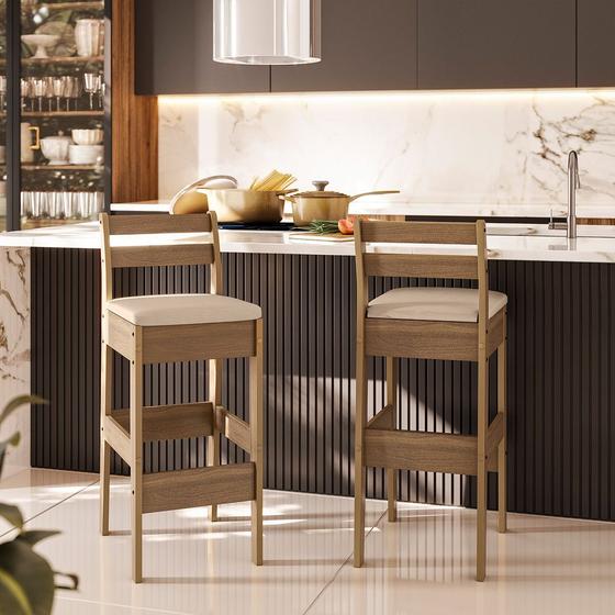 Conjunto com 02 Banquetas Gourmet Cedro Gold 51C Menor preço em Conjunto com 02 Banquetas Gourmet Cedro Gold 51C
