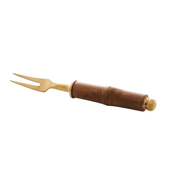 Imagem de Conjunto com 04 Garfos para Petiscos Wolff 14cm com Cabo de Bambu / Inox Dourado