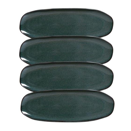 Imagem de Conjunto com 04 Travessas Oval Rasa Grande 36x13 cm Orgânico Oceano Porto Brasil