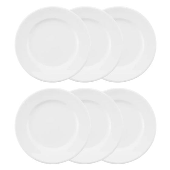 Imagem de Conjunto com 06 Pratos Rasos com Aba 26cm - Branco - OXFORD PORCELANAS