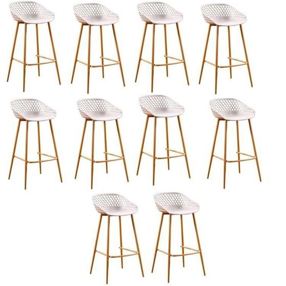 Imagem de Conjunto com 10 Banquetas Alta com Encosto e Apoio para Pés Clarice