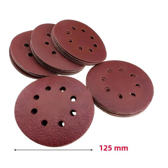 Imagem de Conjunto com 10 Discos de Lixa de 125mm (5 Polegadas) - Gancho e Loop