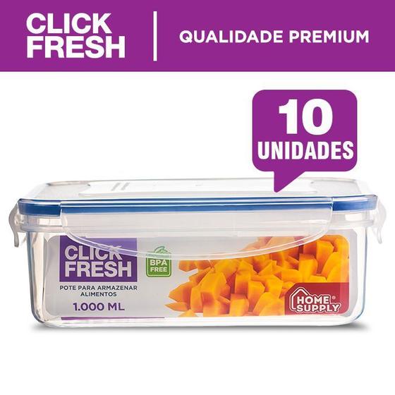 Imagem de Conjunto com 10 potes herméticos alta qualidade click fresh