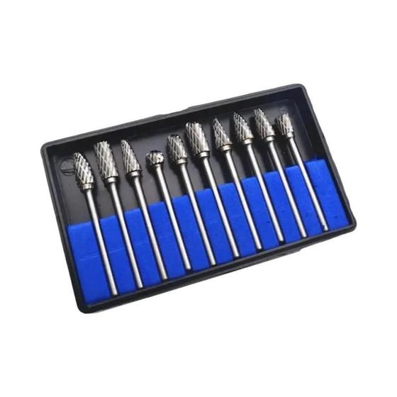 Imagem de Conjunto com 10 Rebarbas de Carboneto de Tungstênio - Lixa Rotativa Dupla para Corte