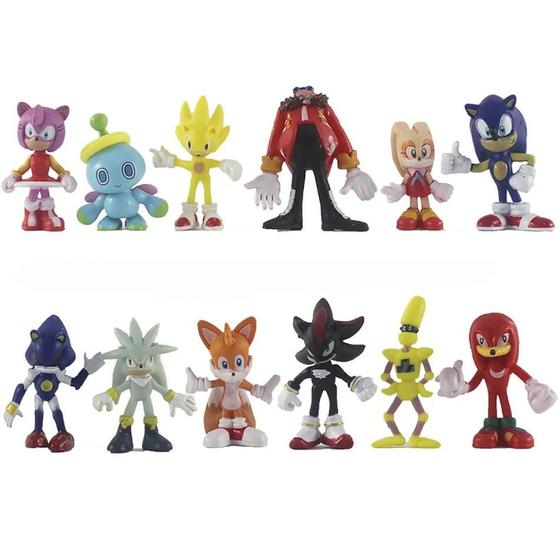 Imagem de Conjunto com 12 Figuras de Sonic - Brinquedos Colecionáveis