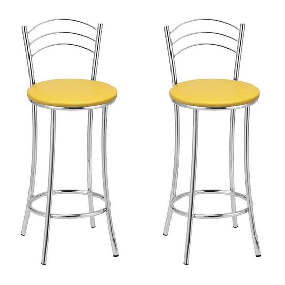 Imagem de Conjunto com 2 Banquetas Lecce Amarelo 84 cm