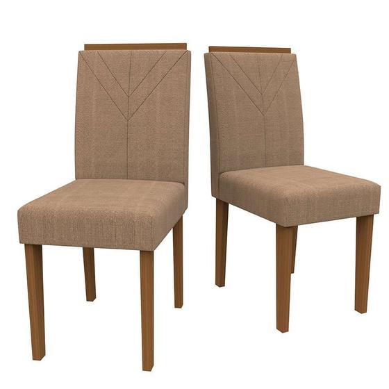 Imagem de Conjunto com 2 Cadeiras Amanda Veludo Marrom Claro e Imbuia