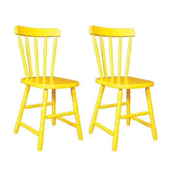 Imagem de Conjunto com 2 Cadeiras de Cozinha Dalas Amarelo