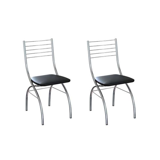 Imagem de Conjunto com 2 Cadeiras de Cozinha Lizzy Preto e Cromado