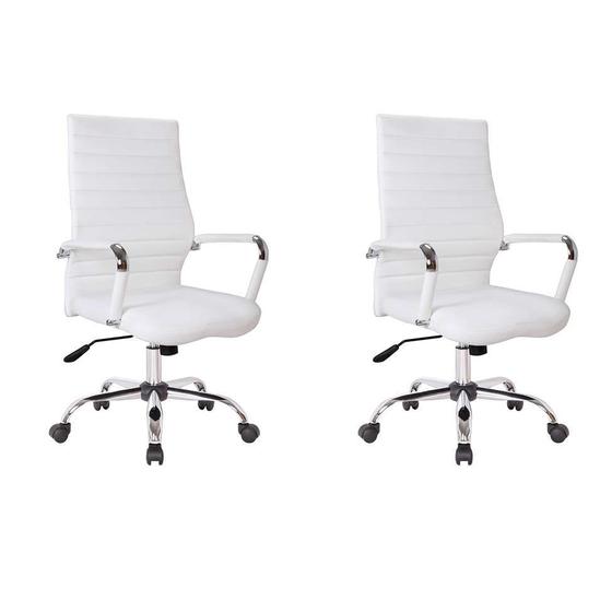 Imagem de Conjunto com 2 Cadeiras de Escritório Diretor Giratórias Cleaner Branco