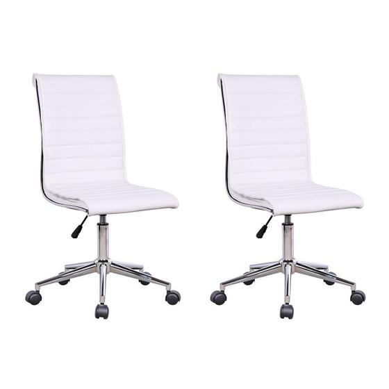 Imagem de Conjunto com 2 Cadeiras de Escritório Secretária Giratórias Marilyn Branco
