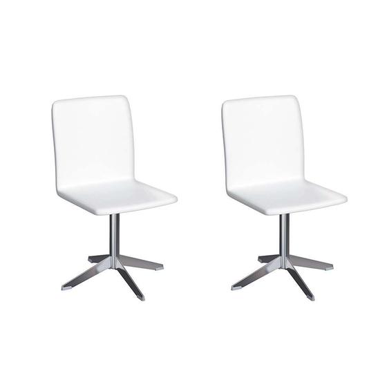 Imagem de Conjunto com 2 Cadeiras de Jantar Dorian Branco e Cromado