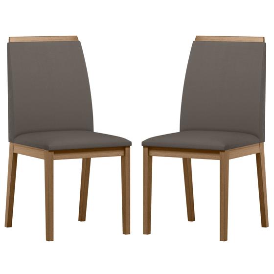 Imagem de Conjunto com 2 Cadeiras de Jantar Estofada Fernanda Amendoa/Veludo Cinza Lo01 - New Ceval