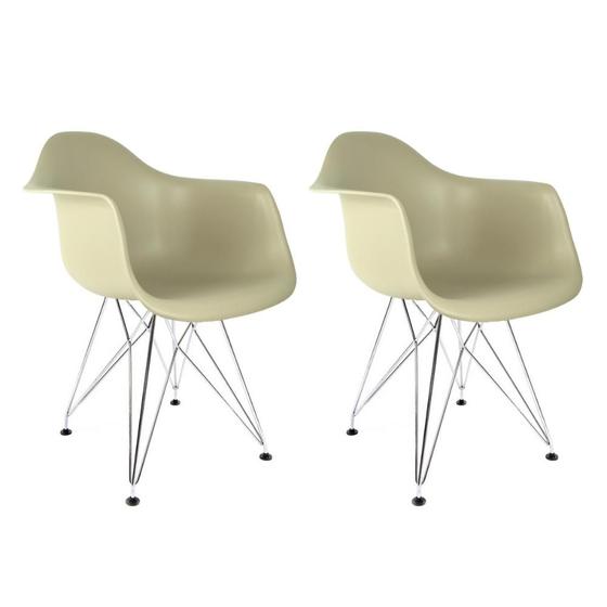 Imagem de Conjunto Com 2 Cadeiras Eames Com Braço Eiffel Fendi Empório Tiffany Base Aço Cromado