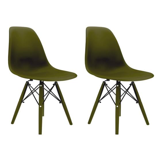 Imagem de Conjunto Com 2 Cadeiras Eames Musgo Empório Tiffany Base Em Polipropileno