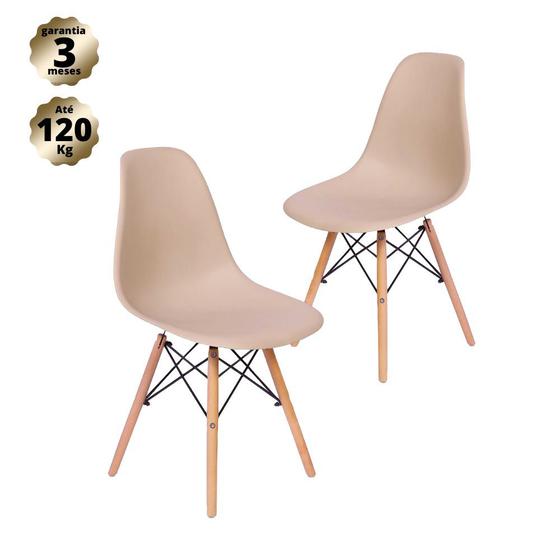 Imagem de Conjunto com 2 Cadeiras Eames Nude - Base Madeira Natural