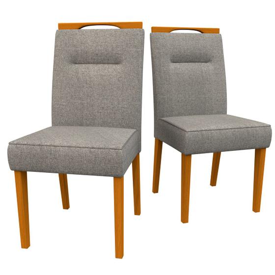 Conjunto Com 2 Cadeiras Estofadas Lectus Madeira Maciça Cor Ype Linho Cinza Claro LN02 New Ceval Menor preço em Conjunto Com 2 Cadeiras Estofadas Lectus Madeira Maciça Cor Ype Linho Cinza Claro LN02 New Ceval