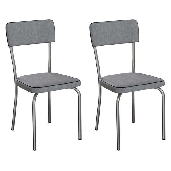Imagem de Conjunto com 2 Cadeiras Mackay Cinza e Cromado