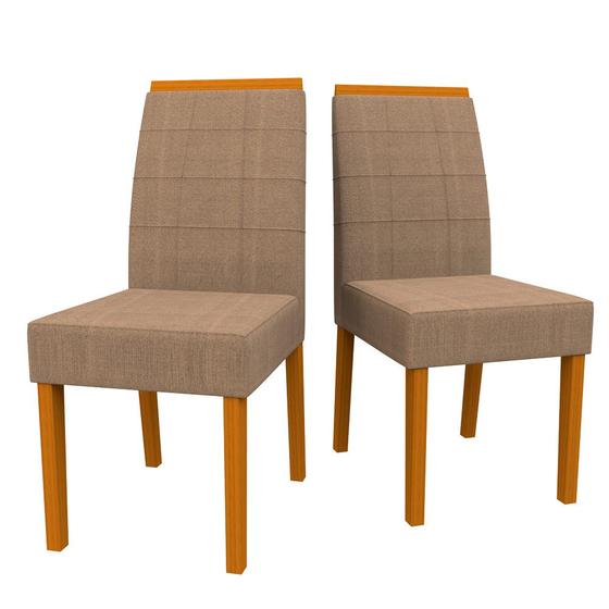 Imagem de Conjunto Com 2 Cadeiras Para Sala de Jantar Isis Madeira Maciça Ypê Suede Marron Rosê VL02 New Ceval