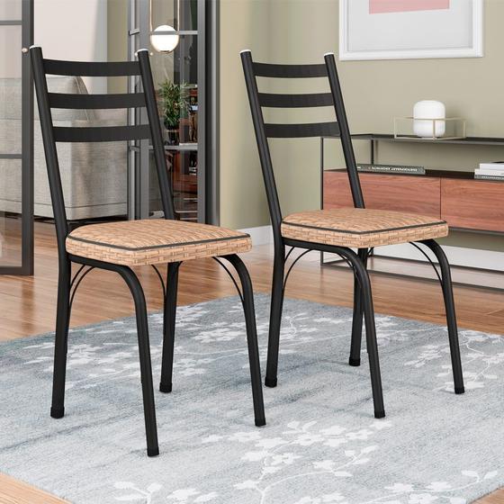 Imagem de Conjunto Com 2 Cadeiras Tubular Europa 141 Preto Fosco Rattan Artefamol